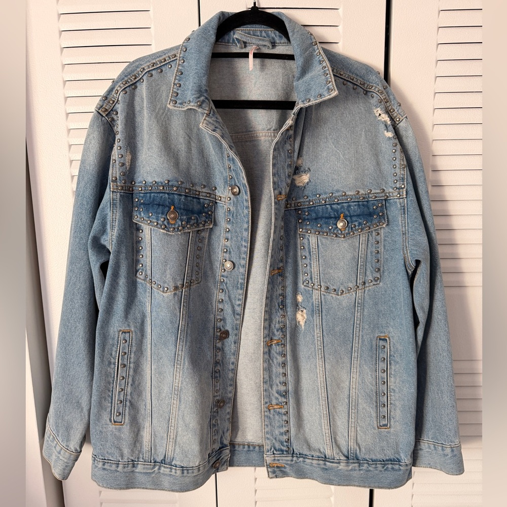 Free People Studded Denim Jacket - Picture 3 of 12